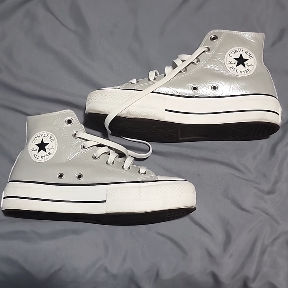 Converse Chuck Taylor Allstar platforms silver leather